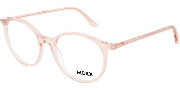 Dioptrické brýle MEXX model 2586, barva obruby růžová čirá lesk, stranice růžová čirá lesk, kód barevné varianty 300. 