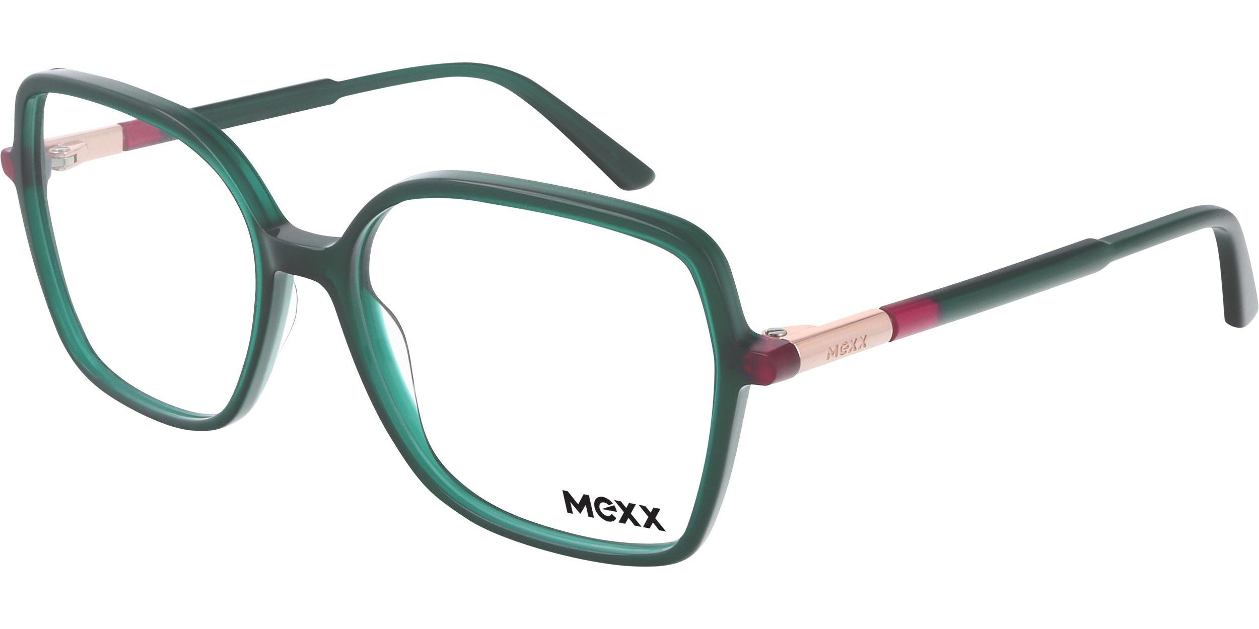 Dioptrické brýle MEXX model 2606, barva obruby zelená růžová lesk, stranice zelená růžová lesk, kód barevné varianty 300. 