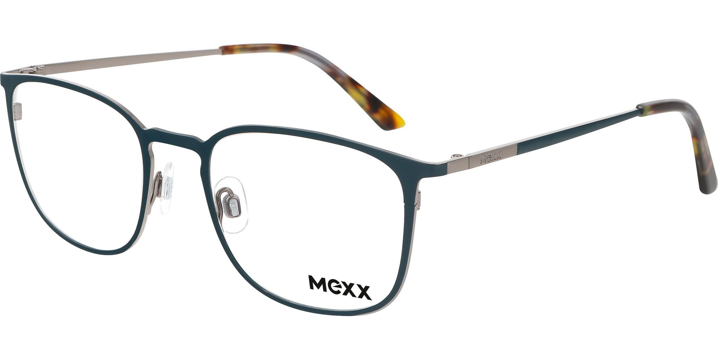 Dioptrické brýle MEXX model 2812, barva obruby tyrkysová stříbrná mat, stranice tyrkysová stříbrná mat, kód barevné varianty 400. 
