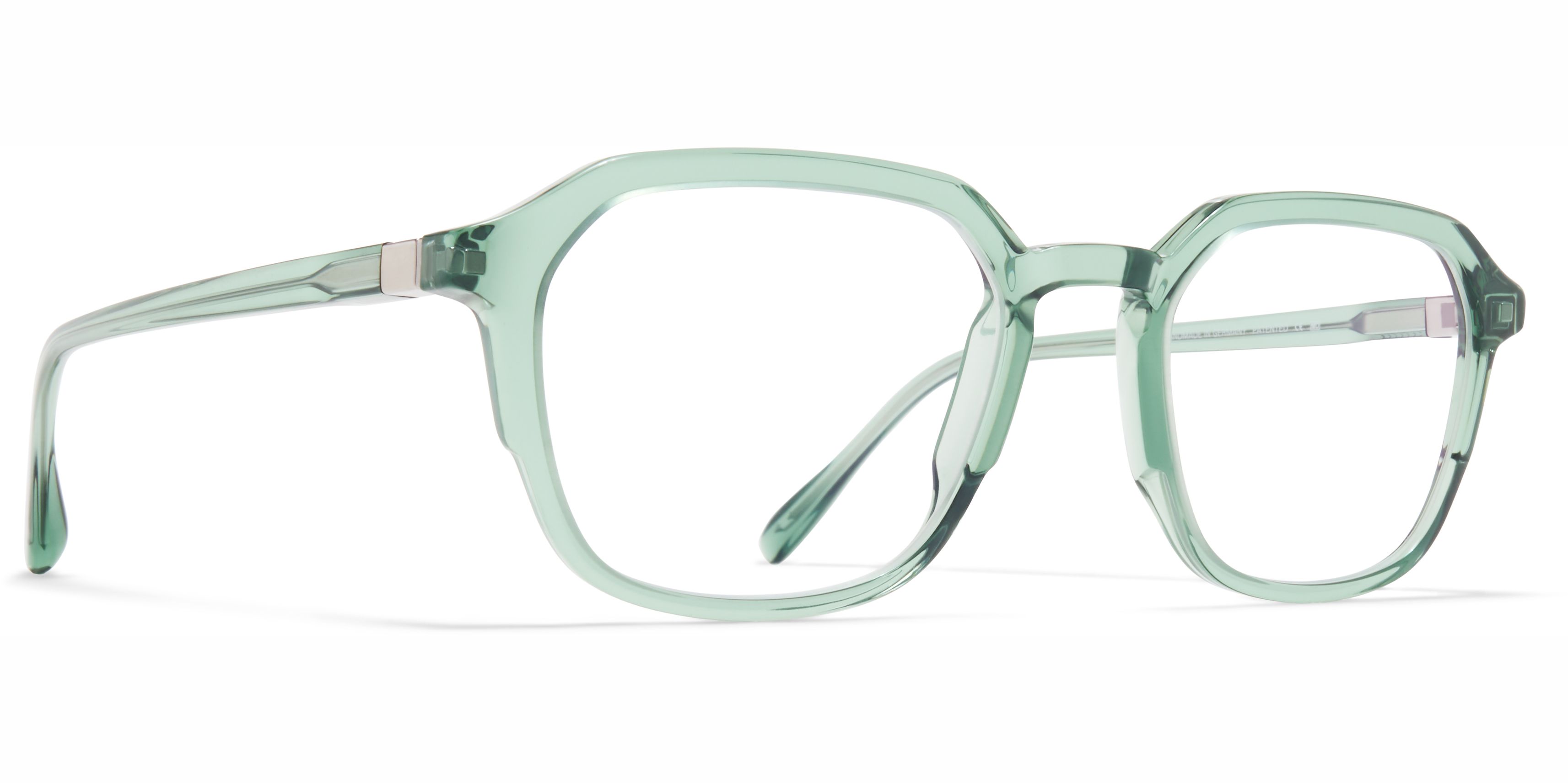Dioptrické brýle MYKITA model JANAN, barva obruby zelená čirá lesk, stranice zelená čirá lesk, kód barevné varianty 372. 