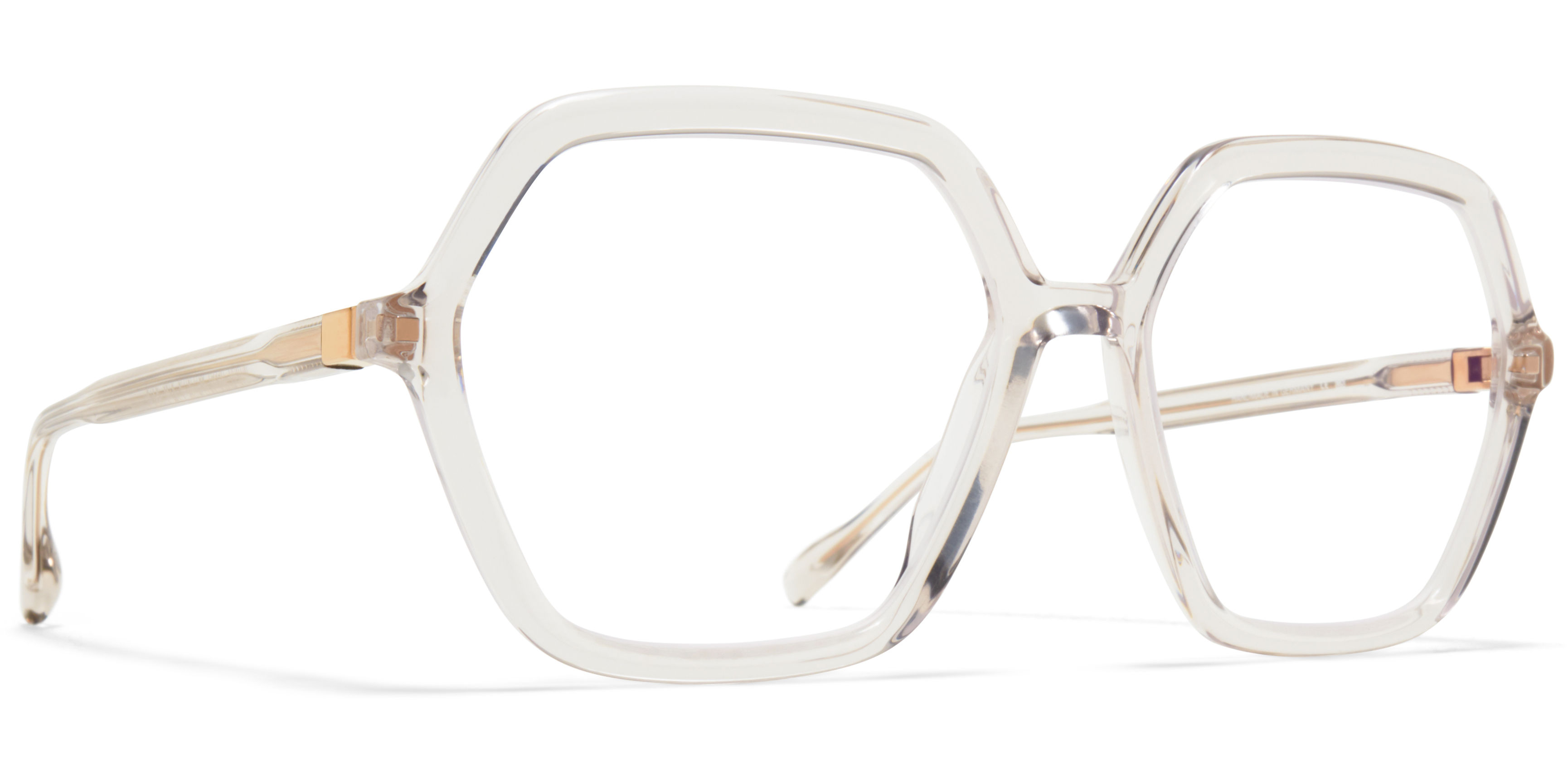 Dioptrické brýle MYKITA model NELLA, barva obruby čirá lesk, stranice čirá lesk, kód barevné varianty 738. 