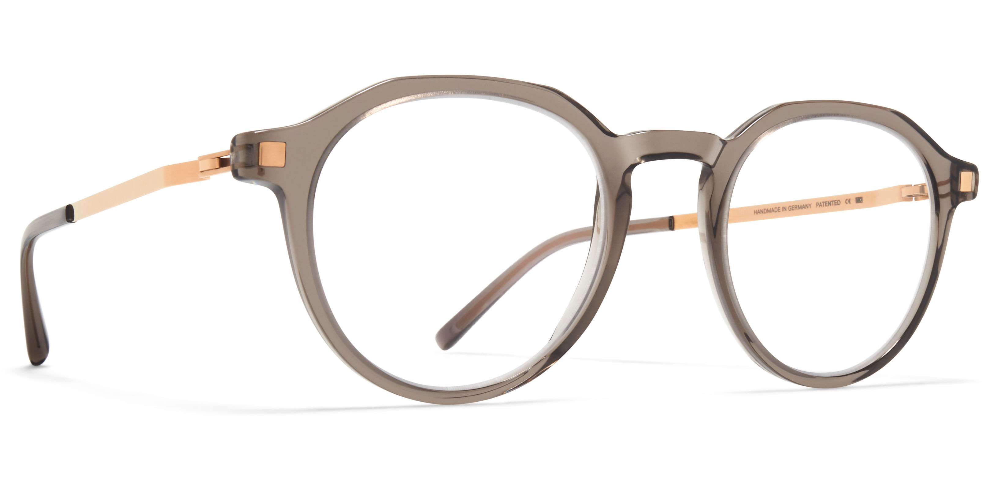 Dioptrické brýle MYKITA model SAGA, barva obruby béžová lesk, stranice zlatá lesk, kód barevné varianty 778. 