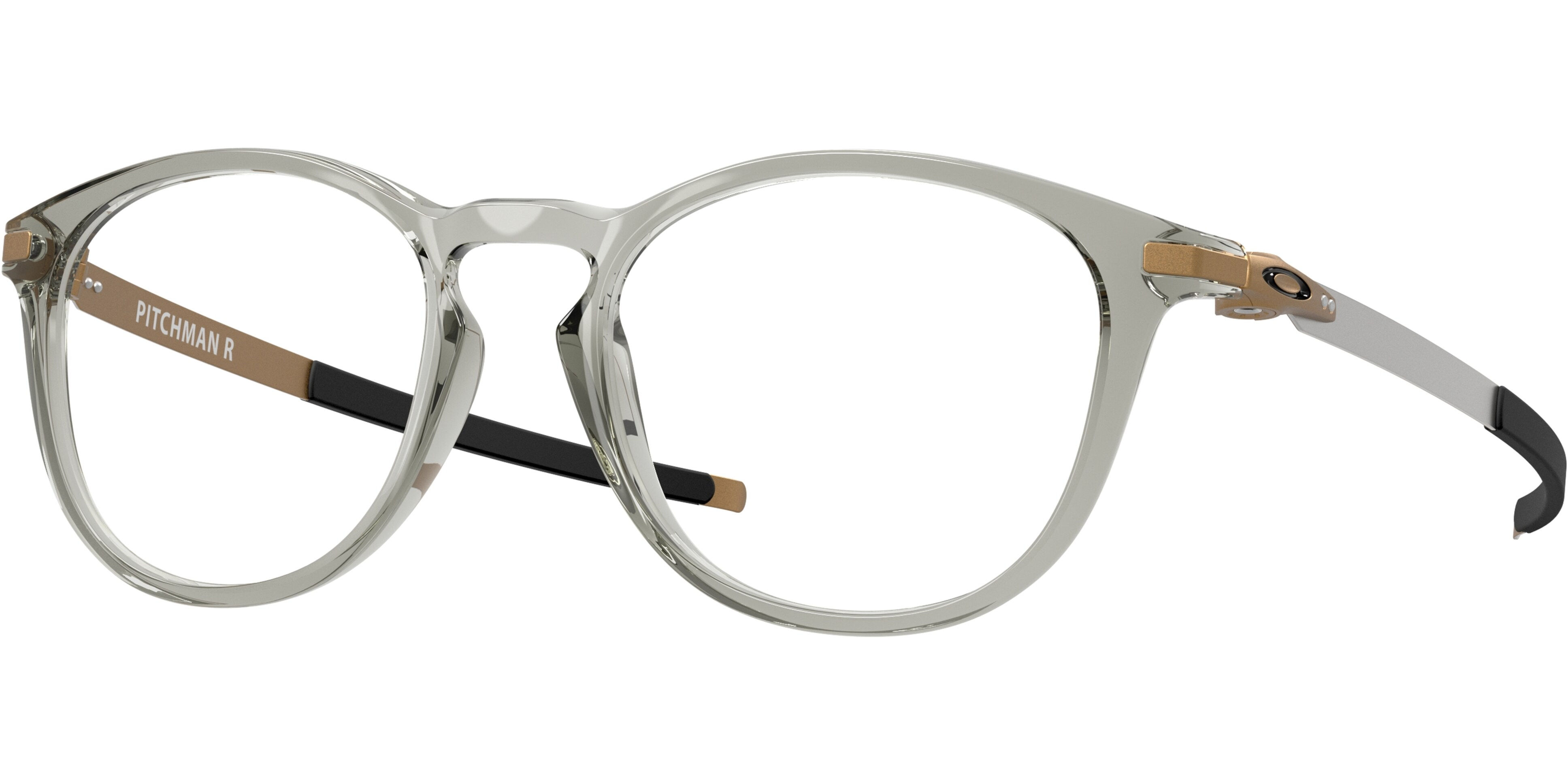 Dioptrické brýle Oakley model 8105, barva obruby šedá čirá lesk, stranice šedá mat, kód barevné varianty 810526. 