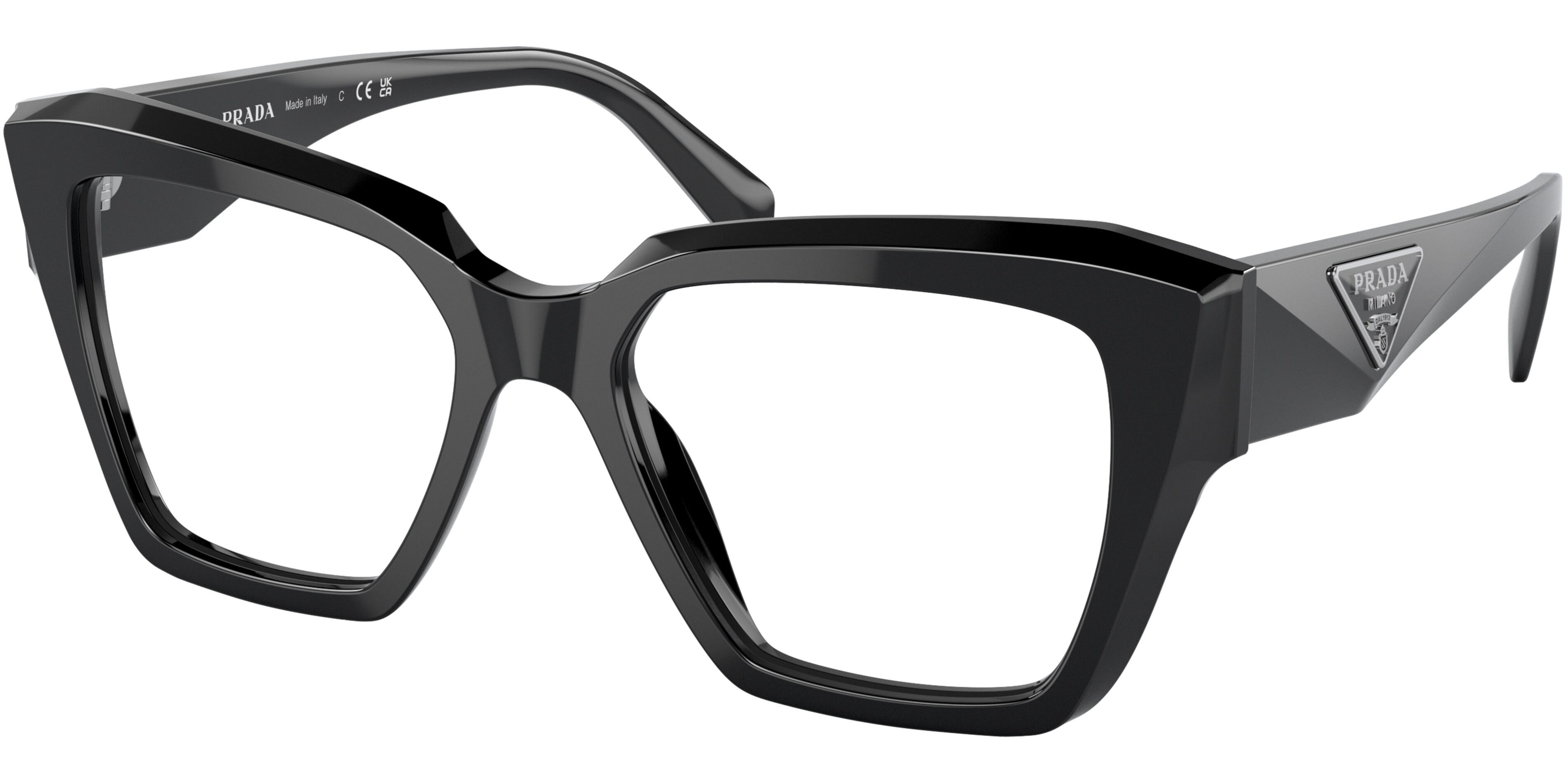 Dioptrické brýle Prada model 09ZV, barva obruby černá lesk, stranice černá lesk, kód barevné varianty 1AB1O1. 