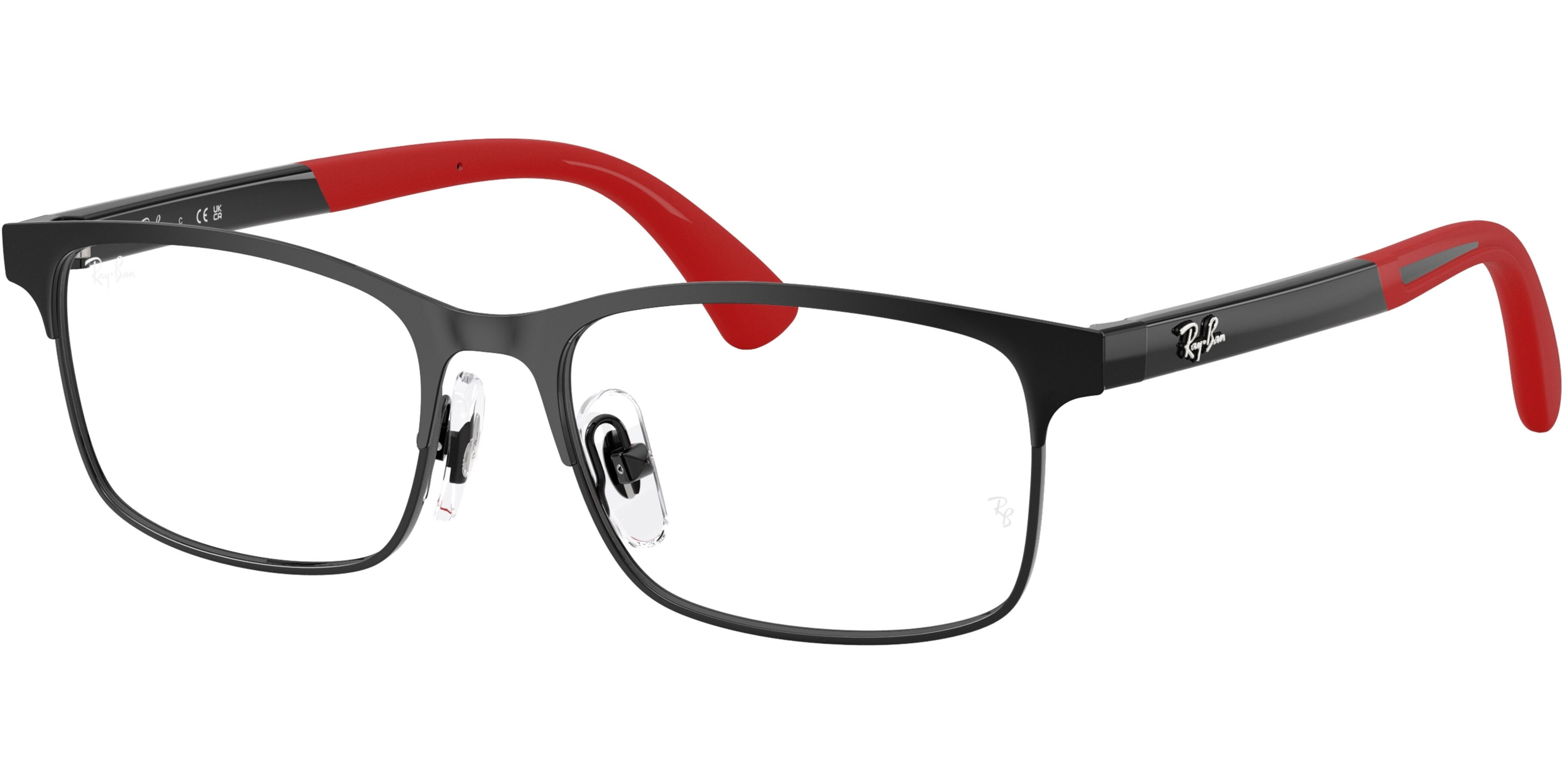 Dioptrické brýle Ray-Ban® model 1061, barva obruby černá mat, stranice černá červená lesk, kód barevné varianty 4065. 
