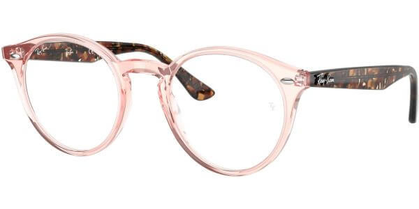 Dioptrické brýle Ray-Ban® model 2180V, barva obruby růžová čirá lesk, stranice hnědá lesk, kód barevné varianty 8081. 