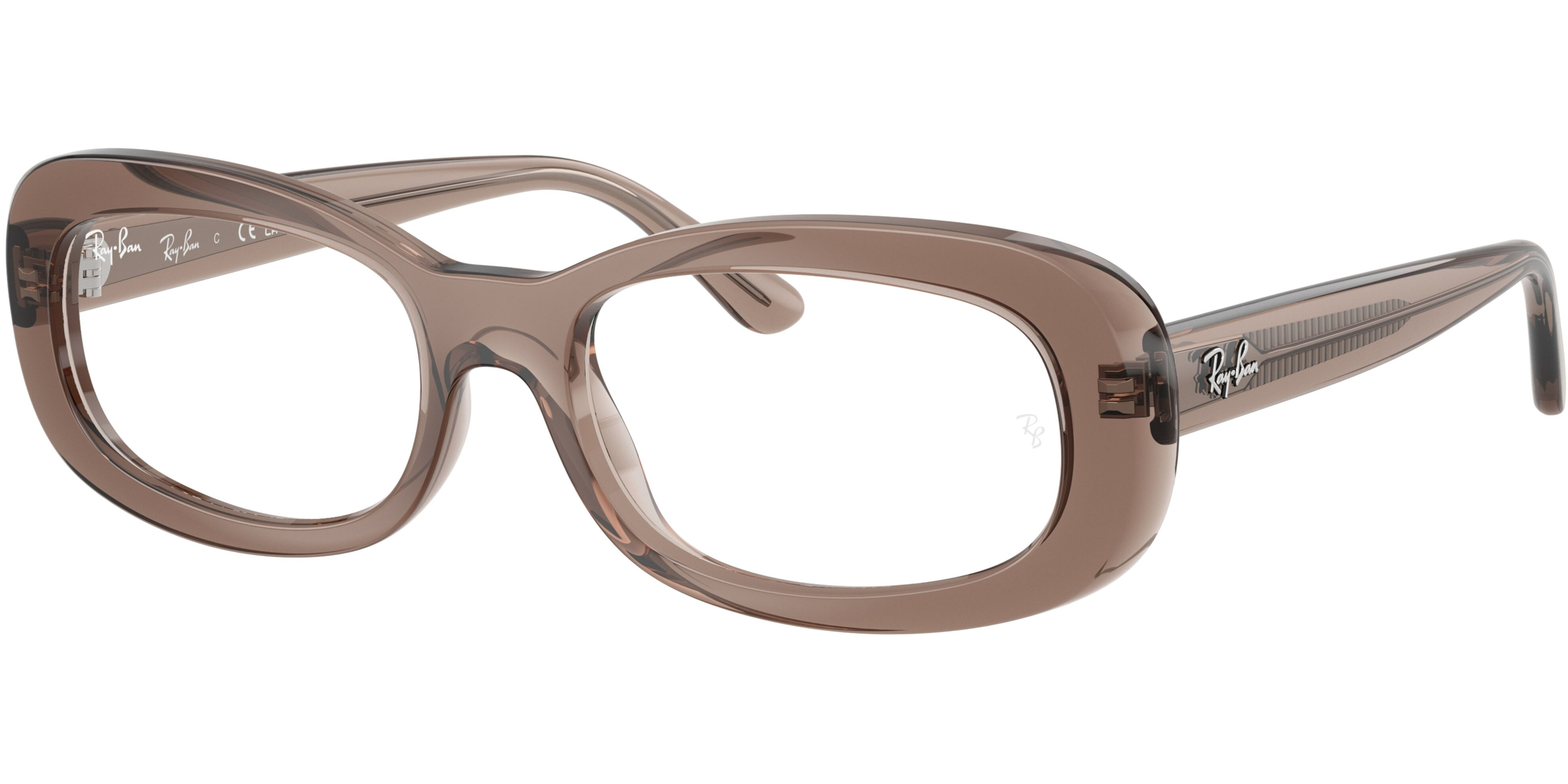 Dioptrické brýle Ray-Ban® model 2221V, barva obruby béžová čirá lesk, stranice béžová čirá lesk, kód barevné varianty 8457. 