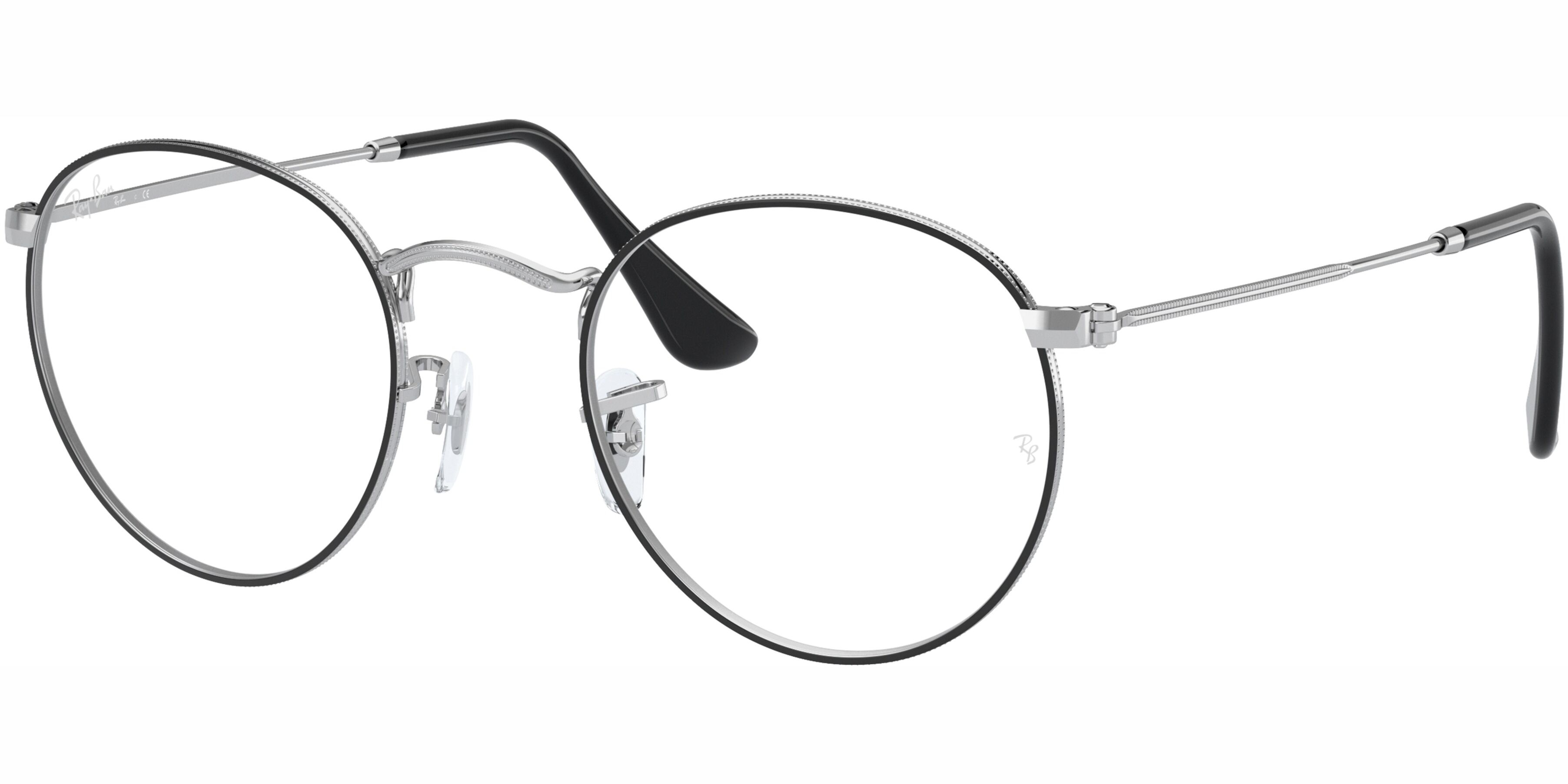 Dioptrické brýle Ray-Ban® model 3447V, barva obruby černá stříbrná lesk, stranice stříbrná mat, kód barevné varianty 2861. 