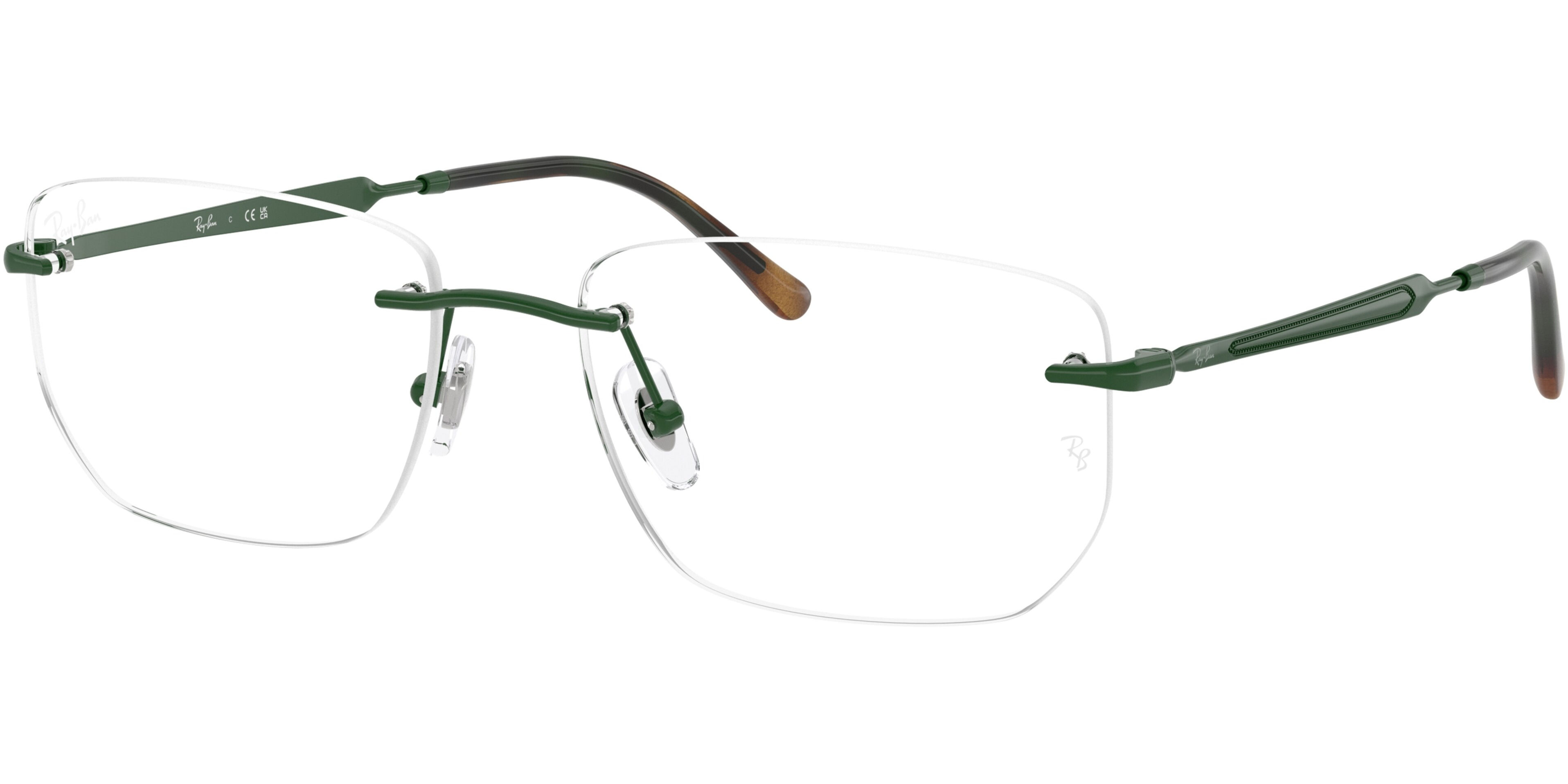 Dioptrické brýle Ray-Ban® model 3768V, barva obruby zelená lesk, stranice zelená lesk, kód barevné varianty 3204. 