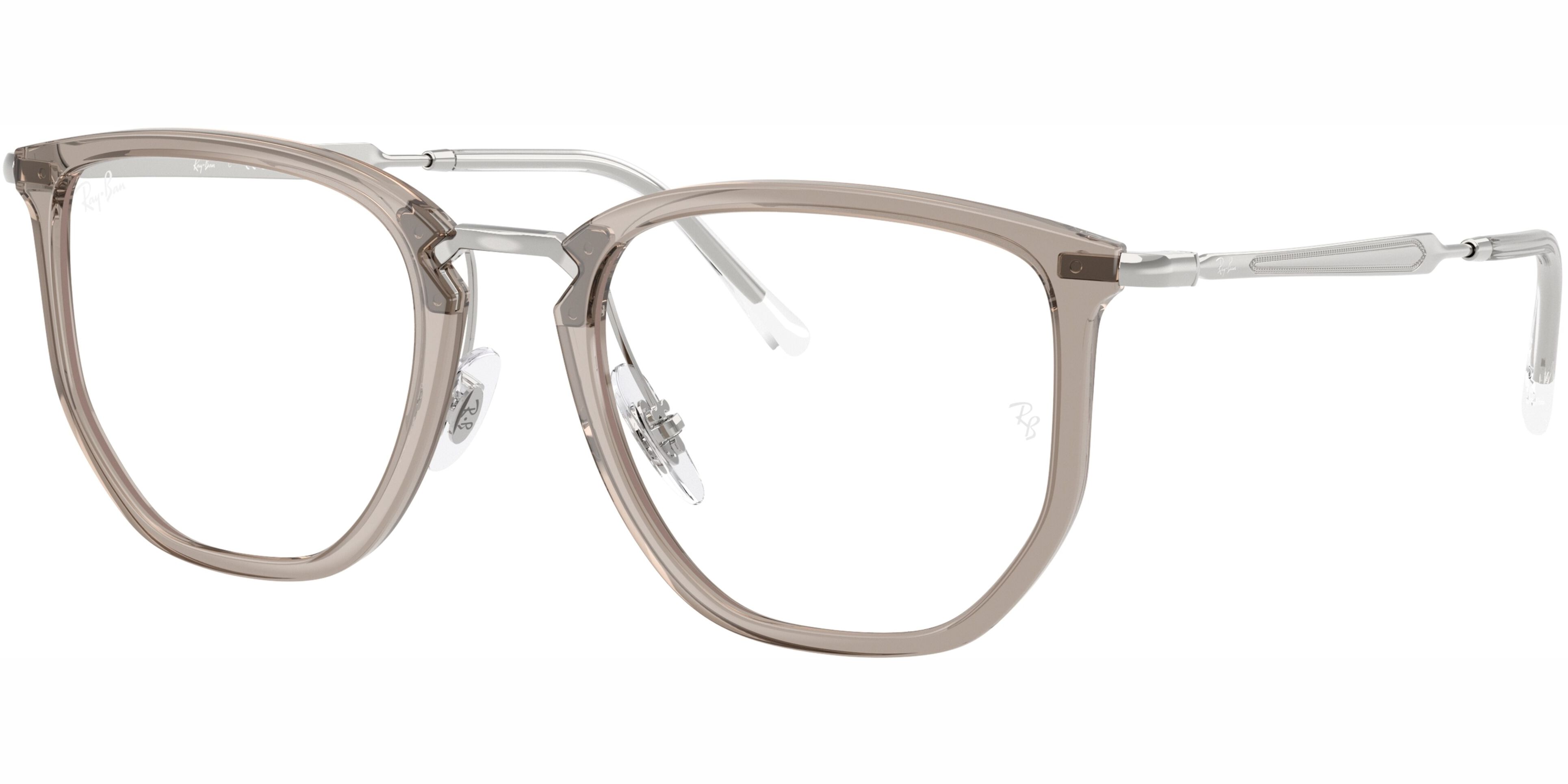 Dioptrické brýle Ray-Ban® model 4451V, barva obruby šedá čirá lesk, stranice stříbrná lesk, kód barevné varianty 8125. 