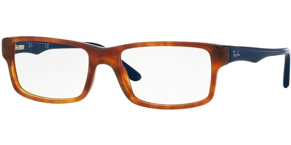 Dioptrické brýle Ray-Ban® model 5245, barva obruby hnědá lesk, stranice modrá lesk, kód barevné varianty 5609. 