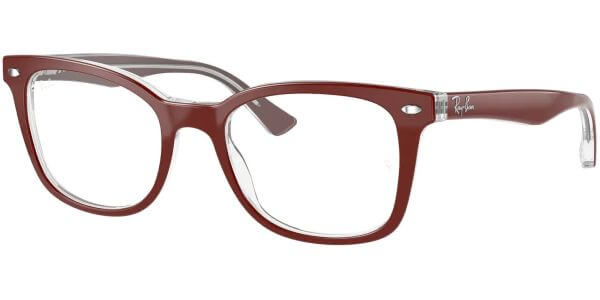 Dioptrické brýle Ray-Ban® model 5285, barva obruby červená čirá lesk, stranice červená čirá lesk, kód barevné varianty 5738. 