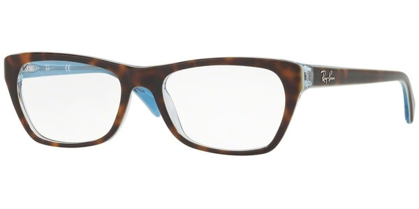 Dioptrické brýle Ray-Ban® model 5298, barva obruby hnědá lesk, stranice hnědá modrá lesk, kód barevné varianty 5023. 
