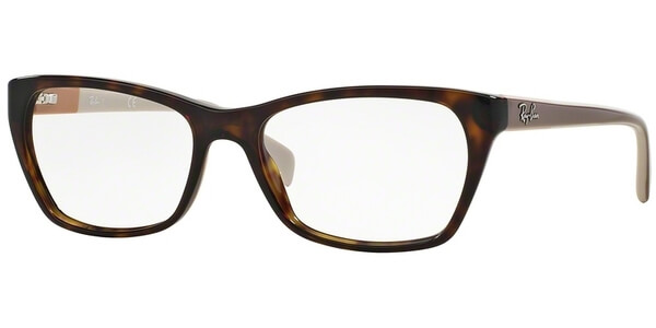 Dioptrické brýle Ray-Ban® model 5298, barva obruby hnědá lesk, stranice hnědá béžová lesk, kód barevné varianty 5549. 