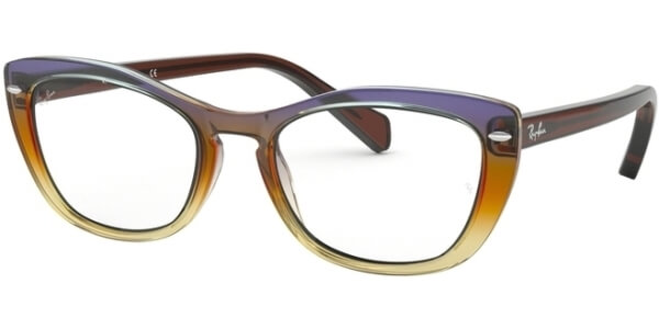 Dioptrické brýle Ray-Ban® model 5366, barva obruby hnědá fialová lesk, stranice hnědá lesk, kód barevné varianty 5836. 