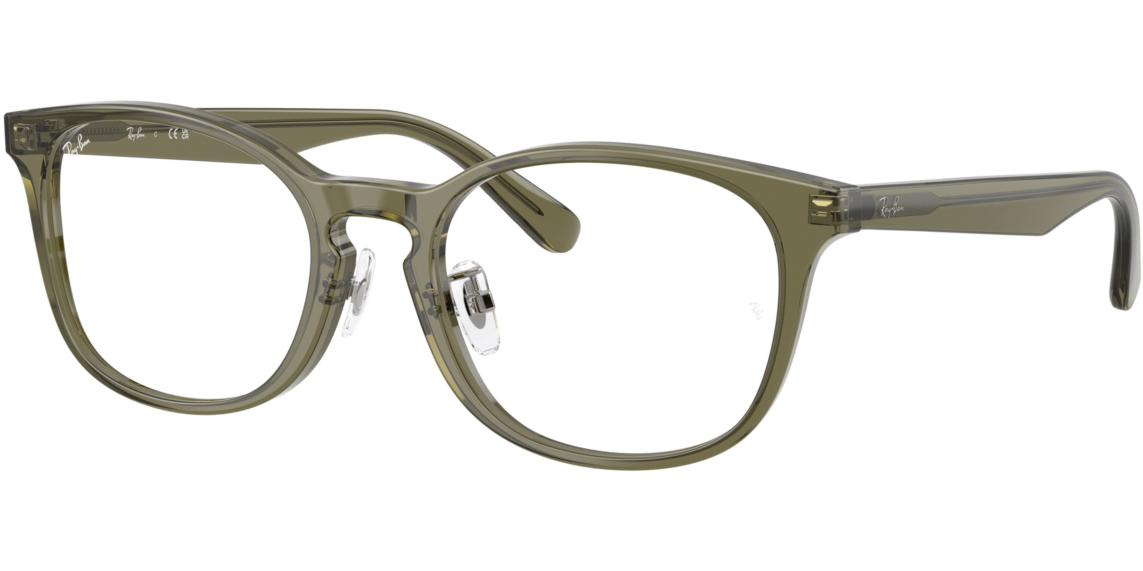 Dioptrické brýle Ray-Ban® model 5386D, barva obruby zelená čirá lesk, stranice zelená čirá lesk, kód barevné varianty 8501. 