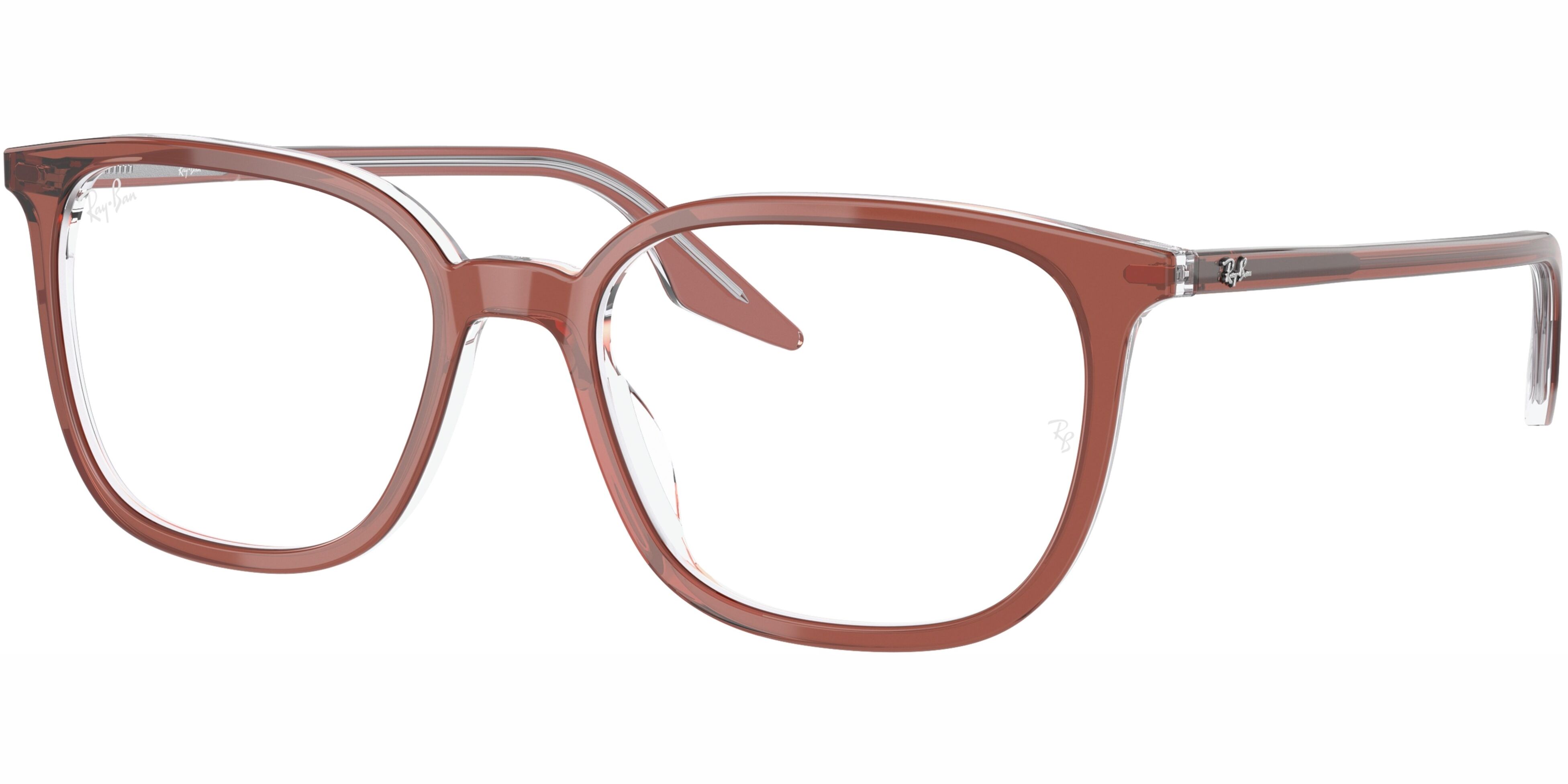 Dioptrické brýle Ray-Ban® model 5406, barva obruby hnědá čirá lesk, stranice hnědá čirá lesk, kód barevné varianty 8171. 
