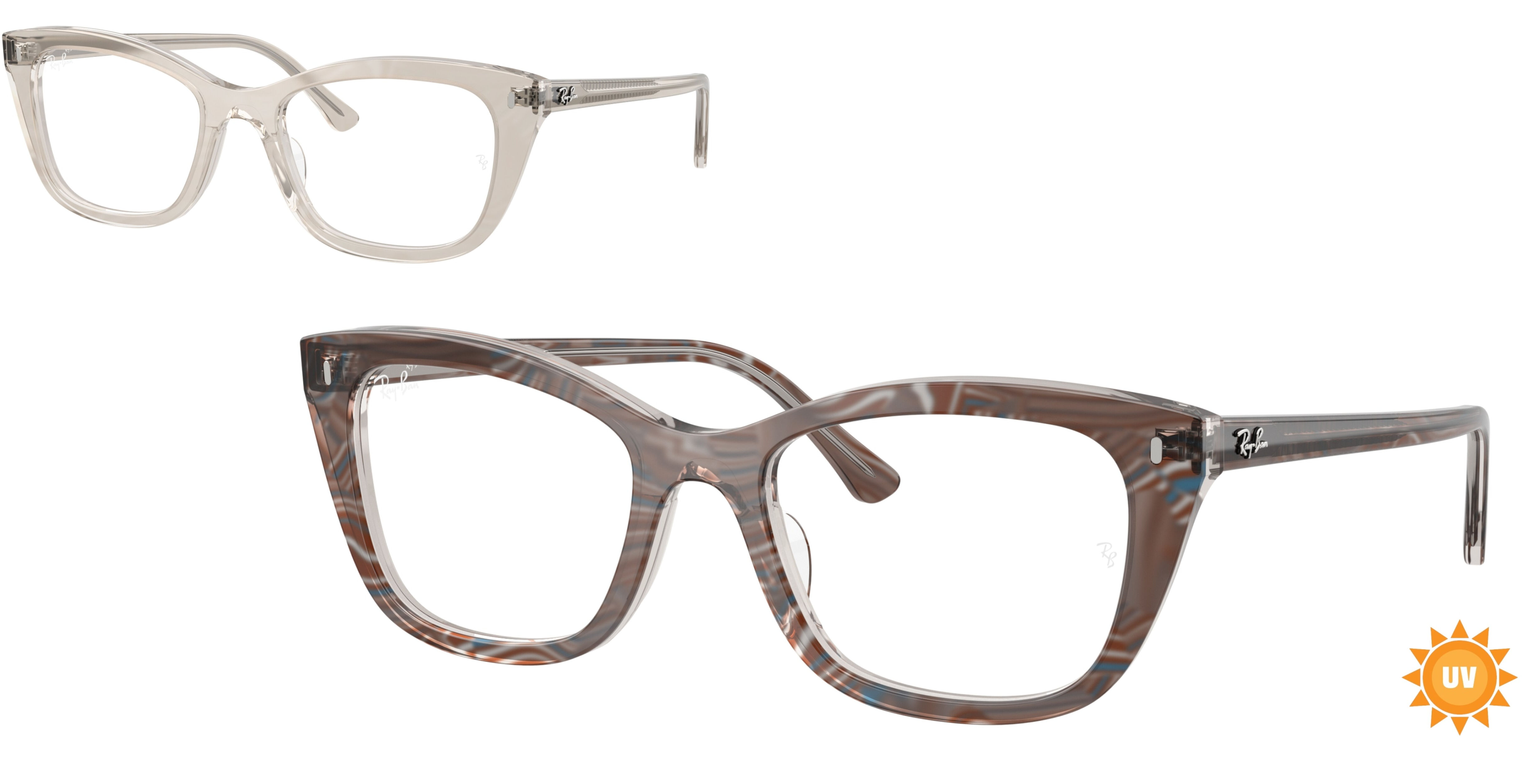 Dioptrické brýle Ray-Ban® model 5433, barva obruby šedá čirá lesk, stranice šedá čirá lesk, kód barevné varianty 8291. 