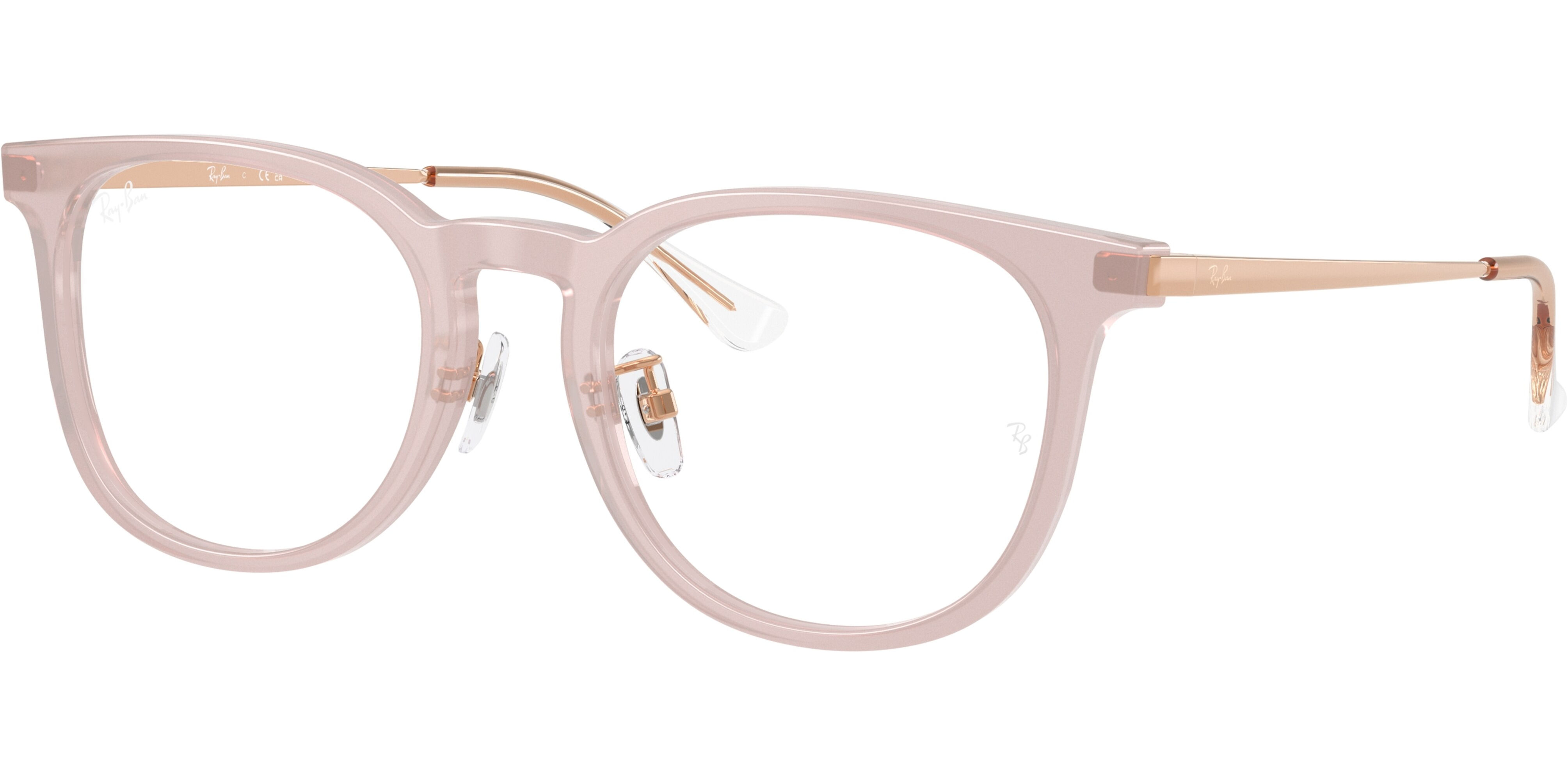 Dioptrické brýle Ray-Ban® model 5453D, barva obruby růžová bronzová lesk, stranice bronzová lesk, kód barevné varianty 8438. 