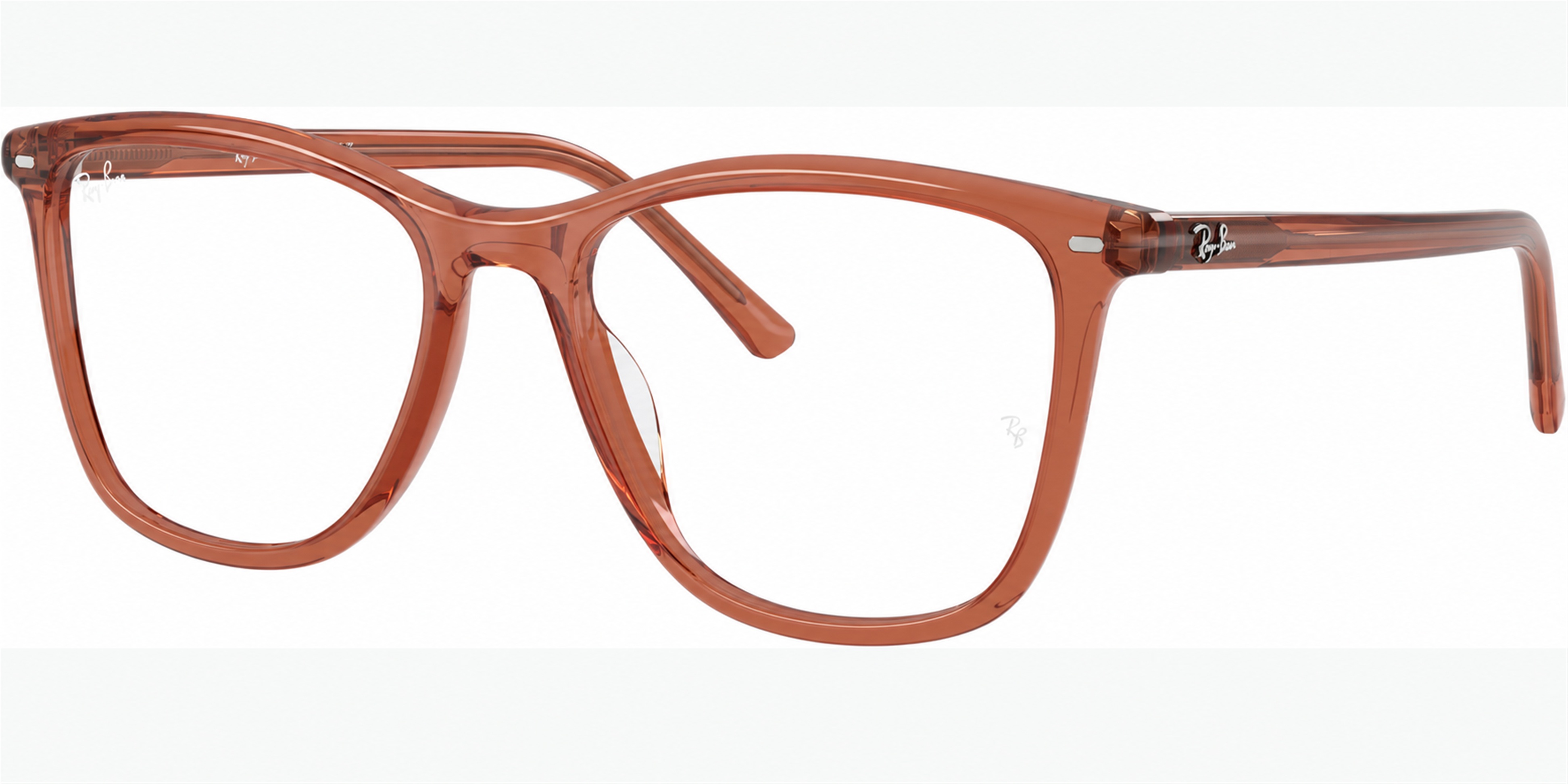 Dioptrické brýle Ray-Ban® model 5455, barva obruby hnědá čirá lesk, stranice hnědá čirá lesk, kód barevné varianty 8511. 
