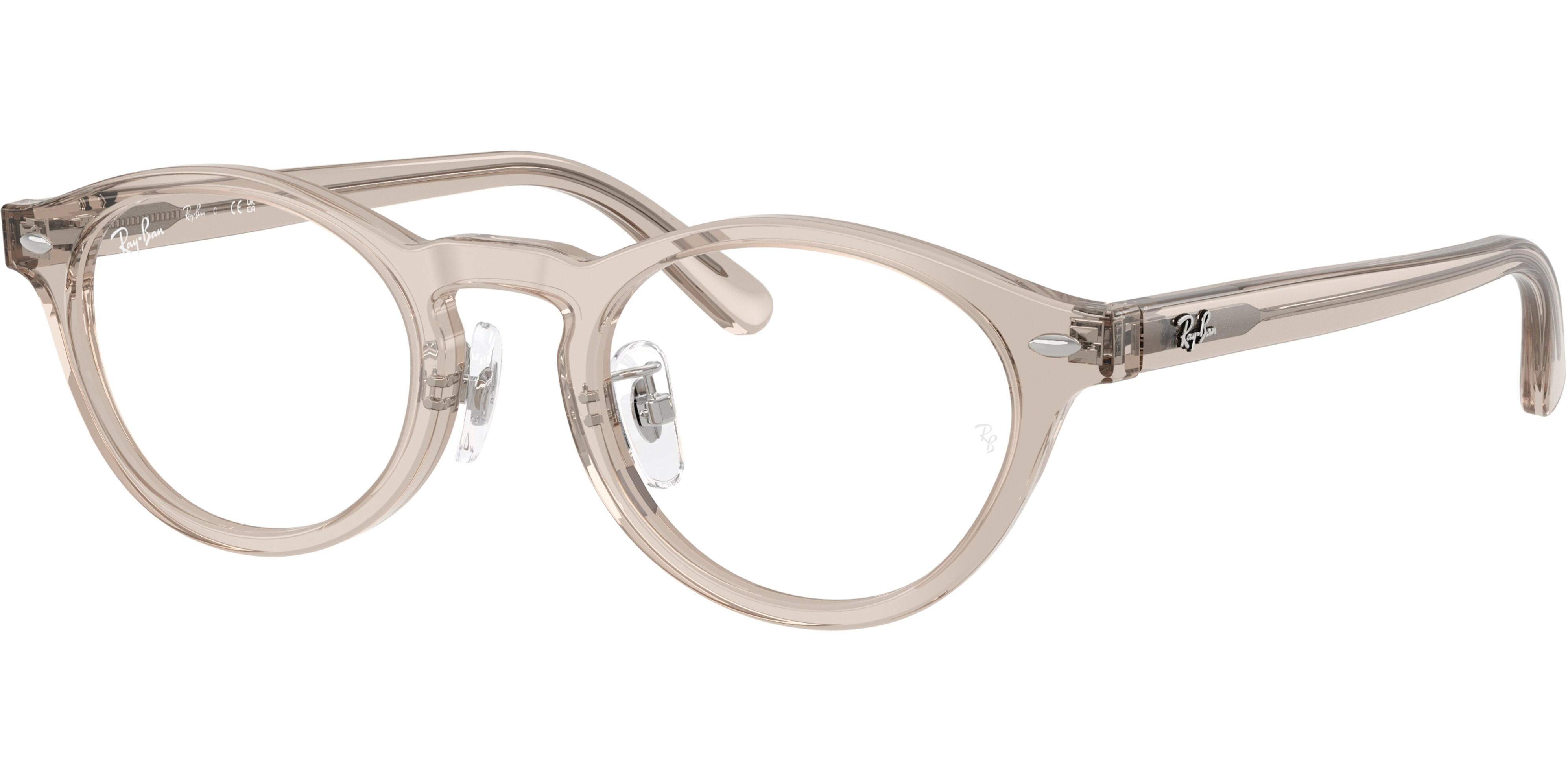 Dioptrické brýle Ray-Ban® model 5457D, barva obruby béžová čirá lesk, stranice béžová čirá lesk, kód barevné varianty 8449. 