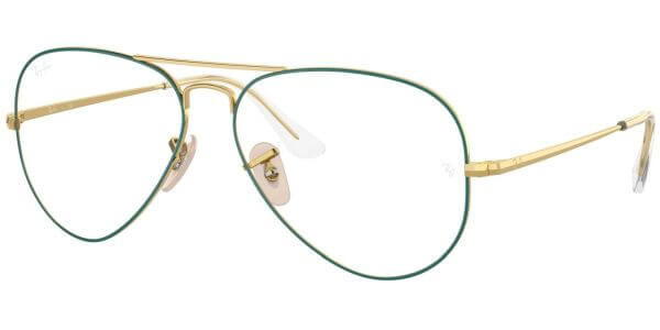 Dioptrické brýle Ray-Ban® model 6489, barva obruby zelená zlatá lesk, stranice zlatá lesk, kód barevné varianty 3136. 