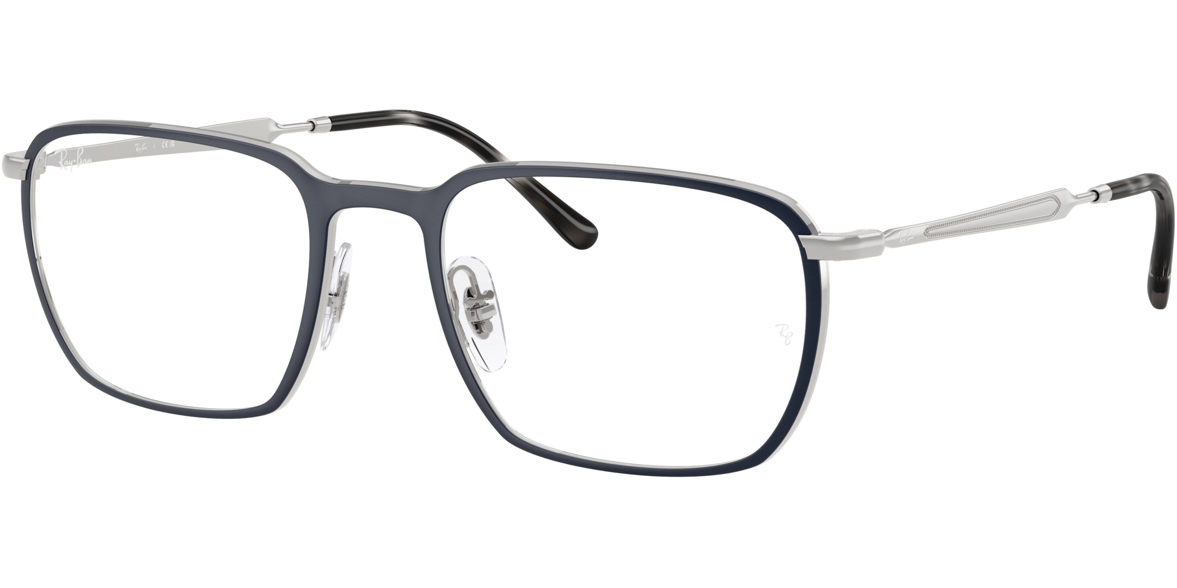 Dioptrické brýle Ray-Ban® model 6549, barva obruby modrá stříbrná lesk, stranice stříbrná lesk, kód barevné varianty 3016. 