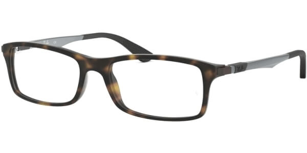 Dioptrické brýle Ray-Ban® model 7017, barva obruby hnědá mat, stranice šedá černá mat, kód barevné varianty 5200. 