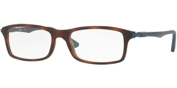 Dioptrické brýle Ray-Ban® model 7017, barva obruby hnědá mat, stranice modrá mat, kód barevné varianty 5574. 