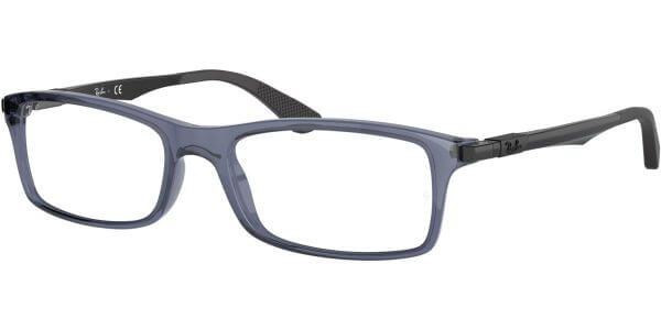 Dioptrické brýle Ray-Ban® model 7017, barva obruby modrá čirá lesk, stranice černá mat, kód barevné varianty 8122. 