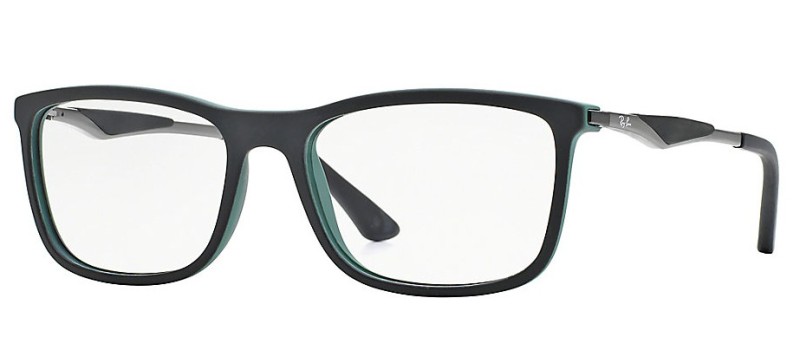 Dioptrické brýle Ray-Ban® model 7029, barva obruby černá zelená mat, stranice černá šedá mat, kód barevné varianty 5197. 