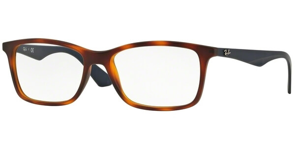 Dioptrické brýle Ray-Ban® model 7047, barva obruby hnědá mat, stranice modrá mat, kód barevné varianty 5574. 