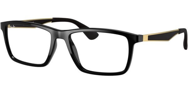 Dioptrické brýle Ray-Ban® model 7056, barva obruby černá mat, stranice černá zlatá mat, kód barevné varianty 5644. 