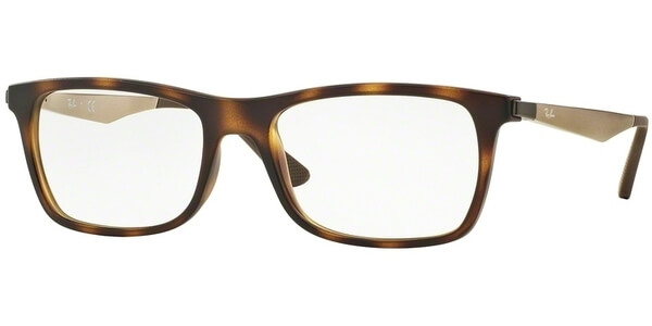 Dioptrické brýle Ray-Ban® model 7062, barva obruby hnědá mat, stranice bronzová mat, kód barevné varianty 5200. 