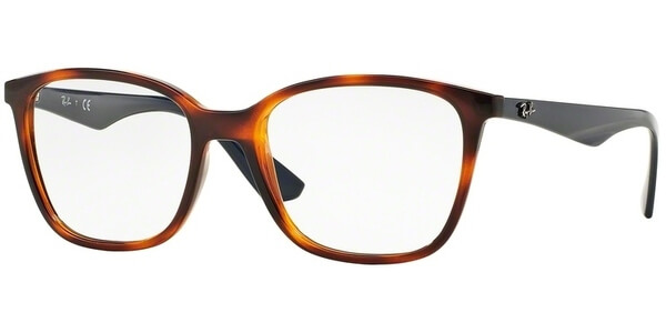 Dioptrické brýle Ray-Ban® model 7066, barva obruby hnědá lesk, stranice modrá lesk, kód barevné varianty 5585. 