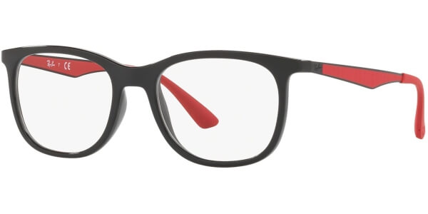 Dioptrické brýle Ray-Ban® model 7078, barva obruby černá lesk, stranice červená mat, kód barevné varianty 5849. 