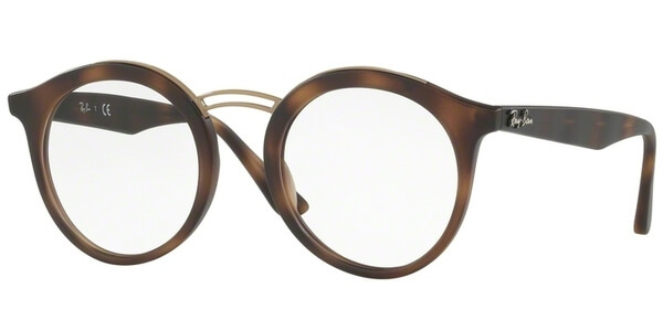 Dioptrické brýle Ray-Ban® model 7110, barva obruby hnědá zlatá mat, stranice hnědá mat, kód barevné varianty 5200. 
