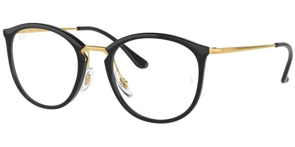Dioptrické brýle Ray-Ban® model 7140, barva obruby černá zlatá lesk, stranice zlatá lesk, kód barevné varianty 2000. 
