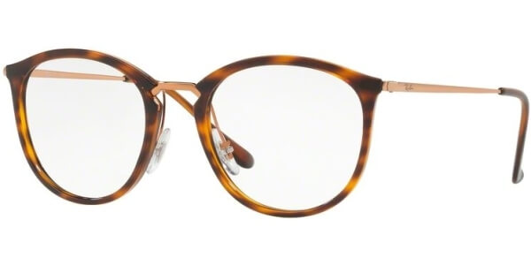 Dioptrické brýle Ray-Ban® model 7140, barva obruby hnědá zlatá lesk, stranice zlatá lesk, kód barevné varianty 5687. 