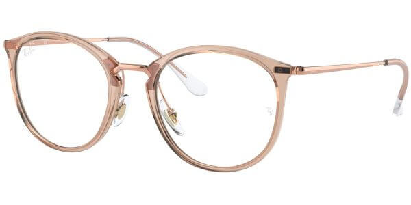 Dioptrické brýle Ray-Ban® model 7140, barva obruby béžová čirá lesk, stranice bronzová lesk, kód barevné varianty 8124. 