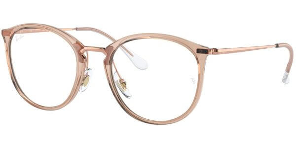 Dioptrické brýle Ray-Ban® model 7140, barva obruby béžová čirá lesk, stranice zlatá lesk, kód barevné varianty 8124. 