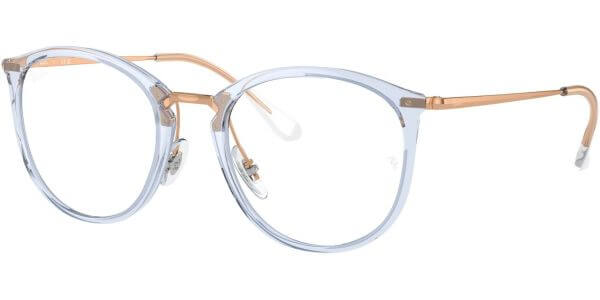 Dioptrické brýle Ray-Ban® model 7140, barva obruby modrá čirá lesk, stranice zlatá lesk, kód barevné varianty 8336. 
