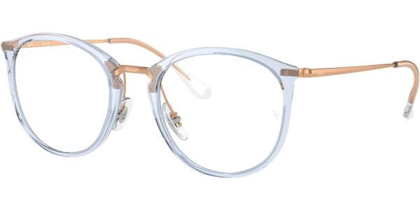 Dioptrické brýle Ray-Ban® model 7140, barva obruby modrá čirá lesk, stranice zlatá lesk, kód barevné varianty 8336. 