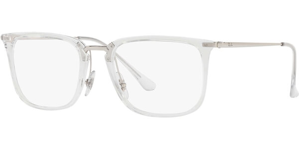 Dioptrické brýle Ray-Ban® model 7141, barva obruby čirá lesk, stranice stříbrná lesk, kód barevné varianty 2001. 