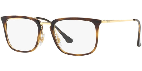 Dioptrické brýle Ray-Ban® model 7141, barva obruby hnědá lesk, stranice zlatá lesk, kód barevné varianty 5754. 