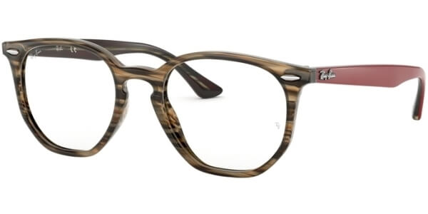 Dioptrické brýle Ray-Ban® model 7151, barva obruby hnědá šedá lesk, stranice červená mat, kód barevné varianty 5802. 