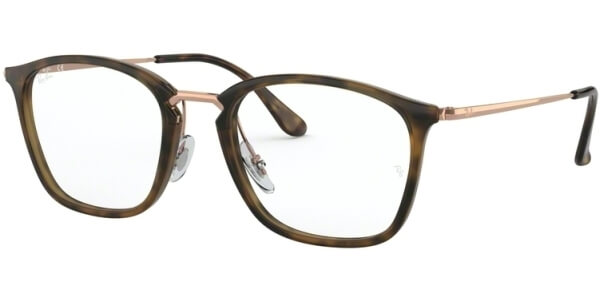 Dioptrické brýle Ray-Ban® model 7164, barva obruby hnědá zlatá lesk, stranice zlatá lesk, kód barevné varianty 5881. 