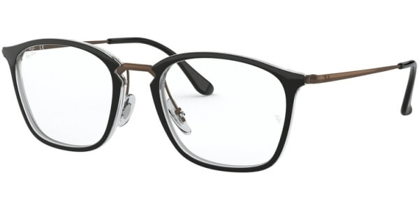 Dioptrické brýle Ray-Ban® model 7164, barva obruby černá čirá lesk, stranice hnědá lesk, kód barevné varianty 5882. 