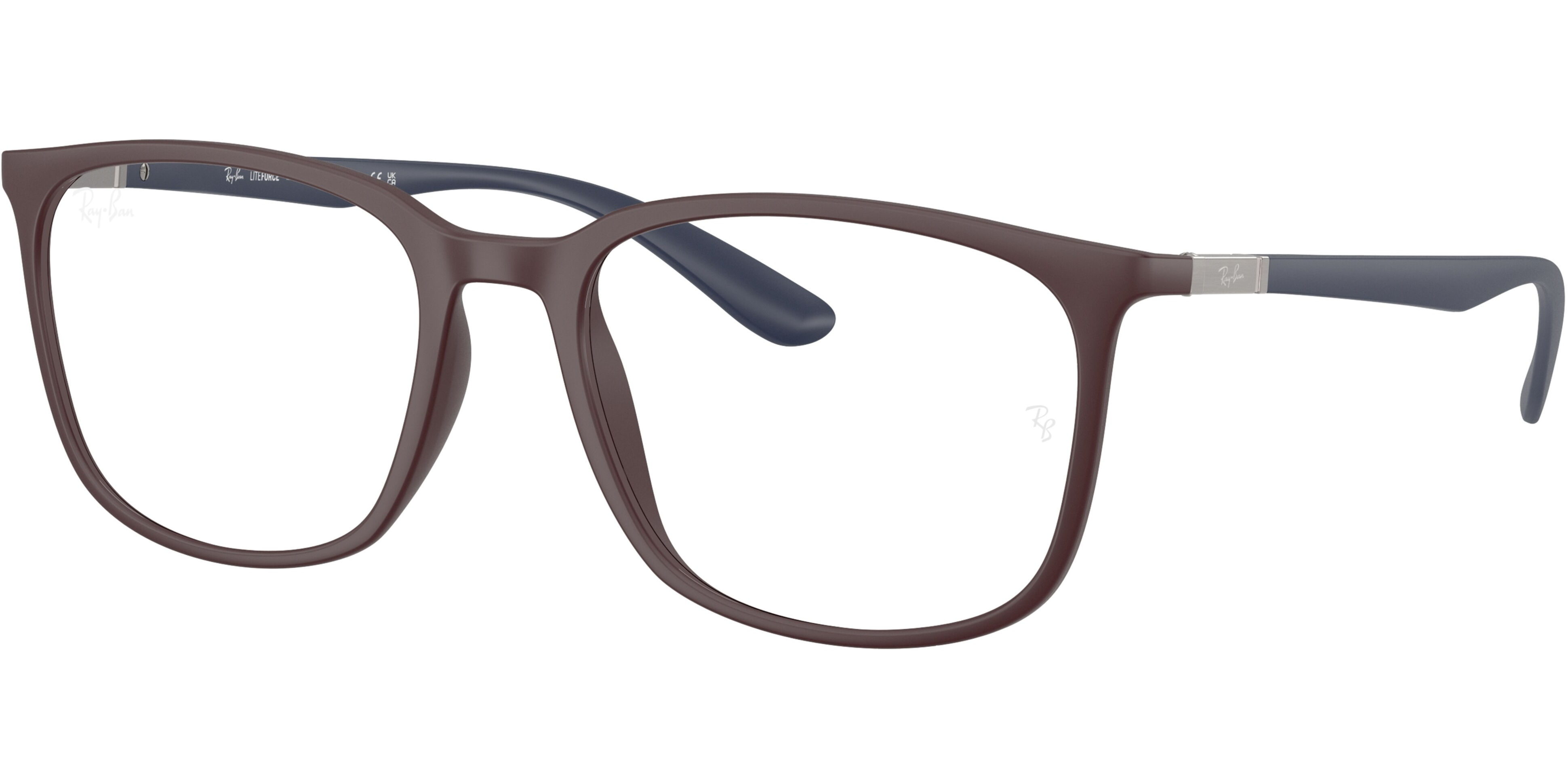Dioptrické brýle Ray-Ban® model 7199, barva obruby fialová mat, stranice modrá mat, kód barevné varianty 8444. 