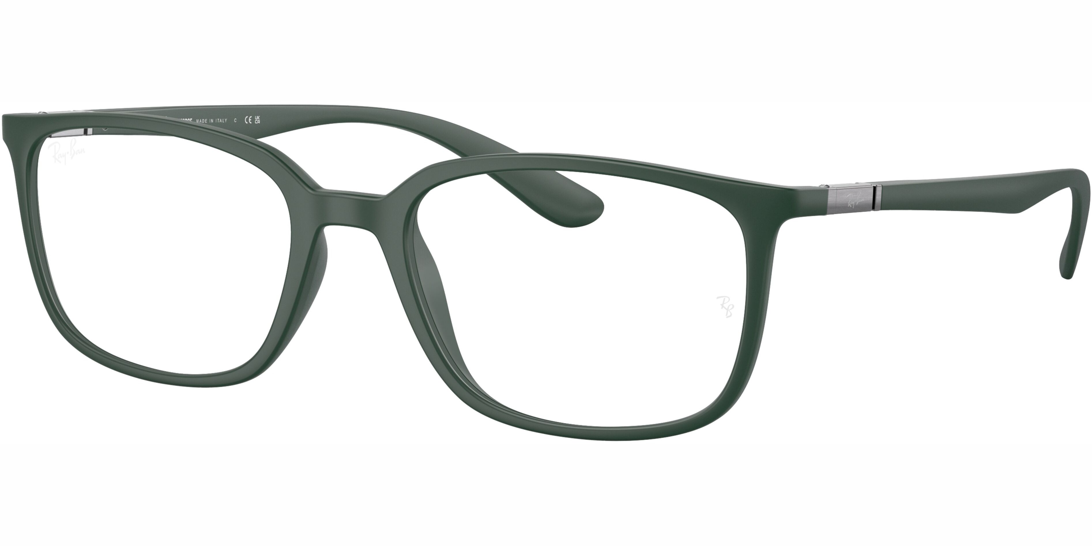 Dioptrické brýle Ray-Ban® model 7208, barva obruby zelená mat, stranice zelená mat, kód barevné varianty 8062. 